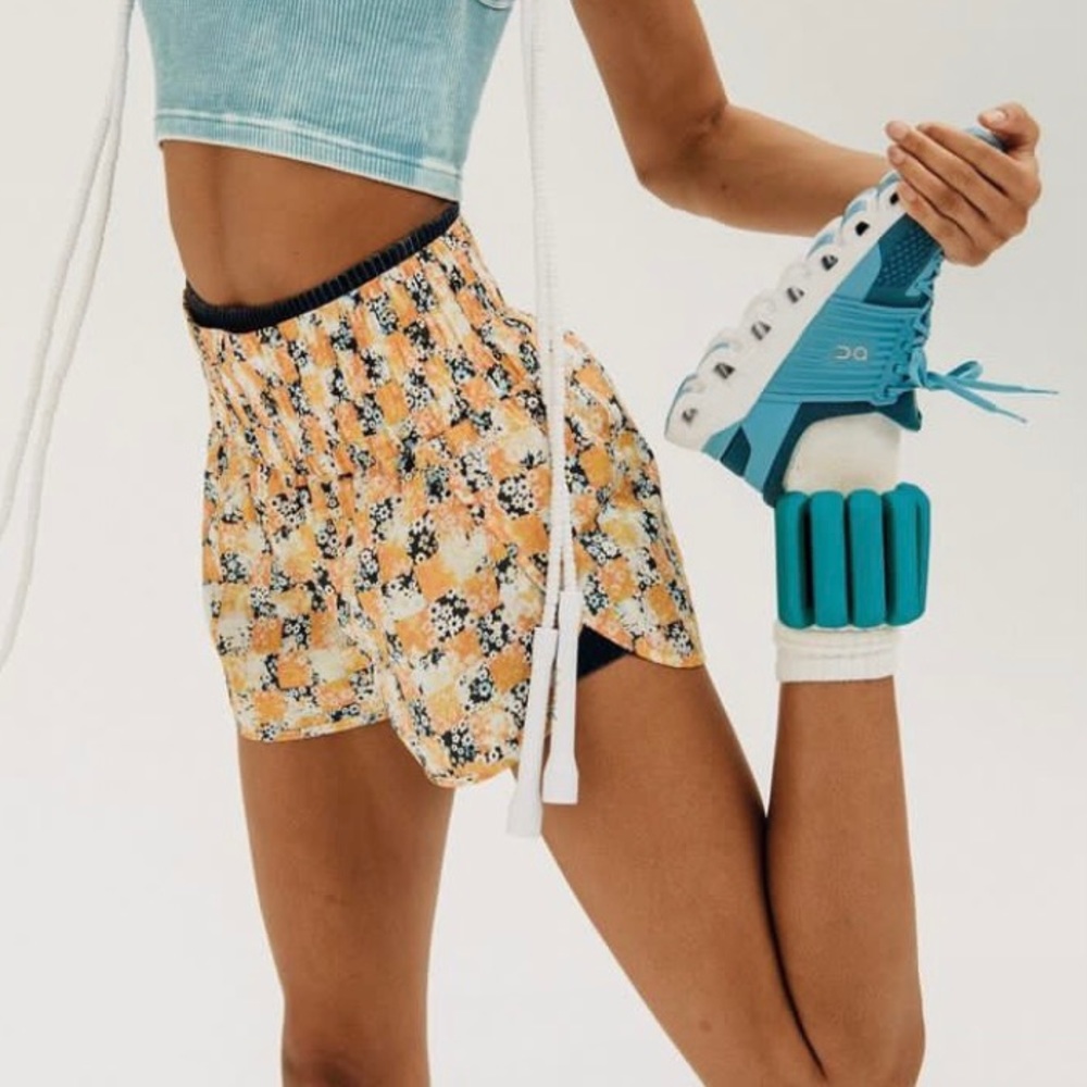 Free People Movement Floral Checkered Printed Way Home High Rise Shorts Size XS